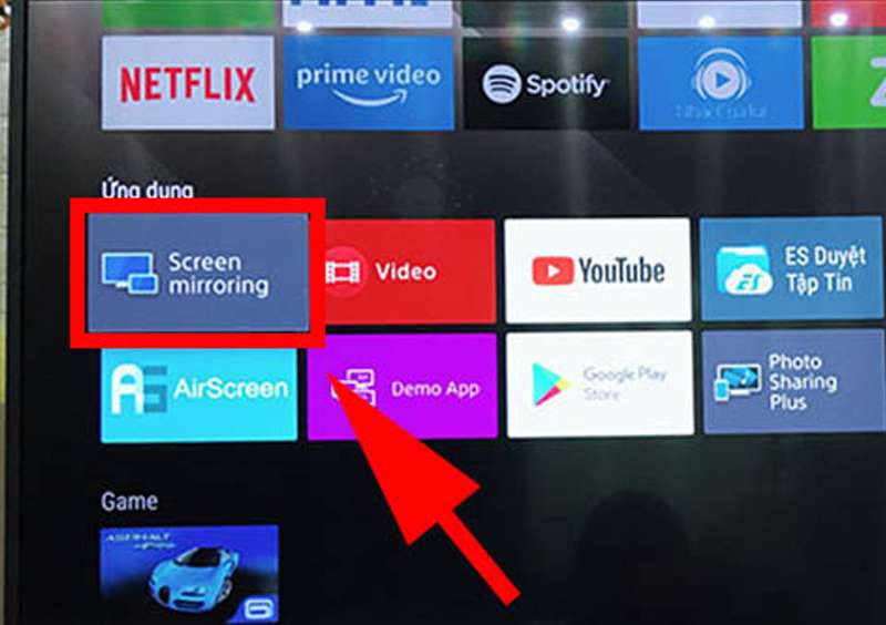 Khởi động ứng dụng Screen Mirroring trên tivi của bạn