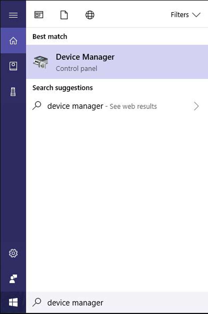 Nhập từ khoá Device manager trên khung tìm kiếm của Start
