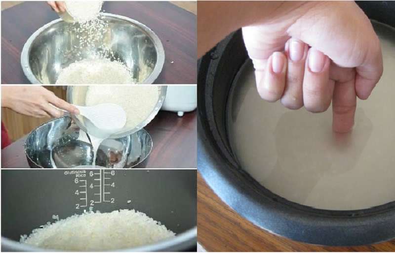 Bước 1: Đong gạo và vo gạo