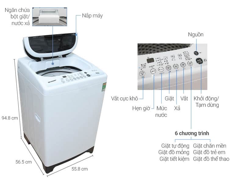 Hướng dẫn sử dụng máy giặt Sharp cửa trên - 1FIX™