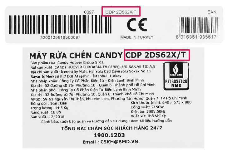Hướng dẫn sử dụng máy rửa chén Candy CDP 2DS62X/T 2150W