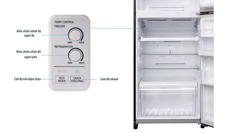 Hướng dẫn sử dụng tủ lạnh Toshiba, hệ thống nút điều khiển