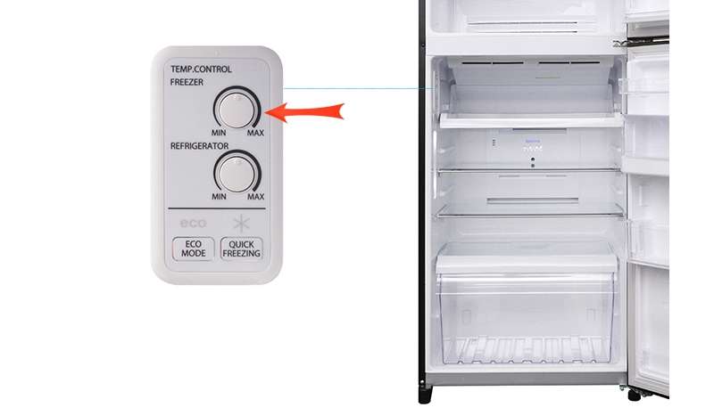Hướng dẫn sử dụng tủ lạnh Toshiba  điều chỉnh nhiệt độ ngăn đông