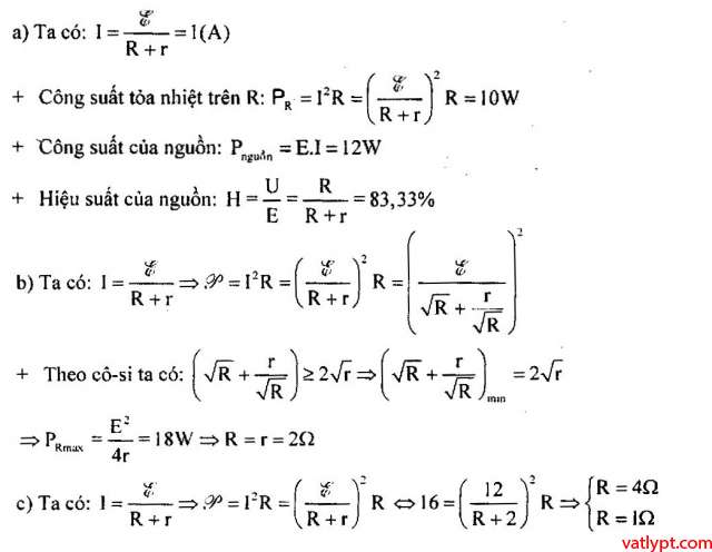 Bài tập định luật Ôm cho toàn mạch vật lý lớp 11