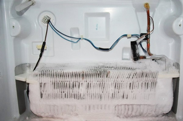 Dàn lạnh bị đóng tuyết - Một trong những nguyên nhân làm tủ lạnh bị giảm hiệu suất.