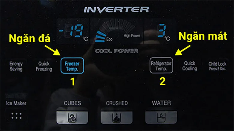 Điều chỉnh nhiệt độ tủ lạnh Hitcachi Inverter có 2 dàn lạnh độc lập