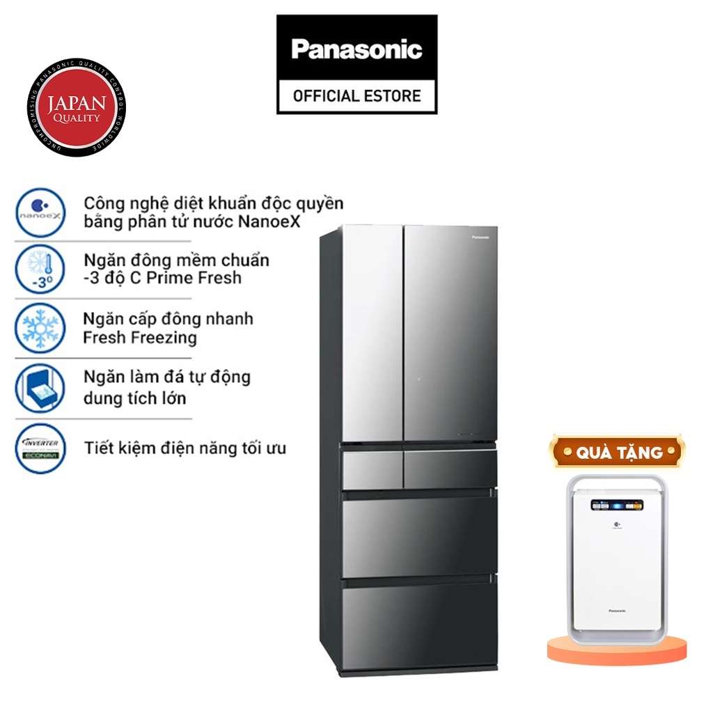 Tủ Lạnh 6 Cánh Panasonic 491 Lít NR-F503GT-X2 - Công nghệ diệt khuẩn độc quyền - Bảo hành chính hãng