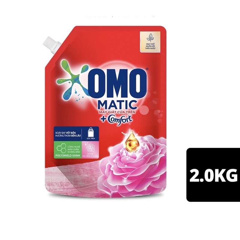 Túi nước giặt Omo Matic Comfort Tinh dầu thơm Cửa trên - 2kg/2,9kg/3,7kg