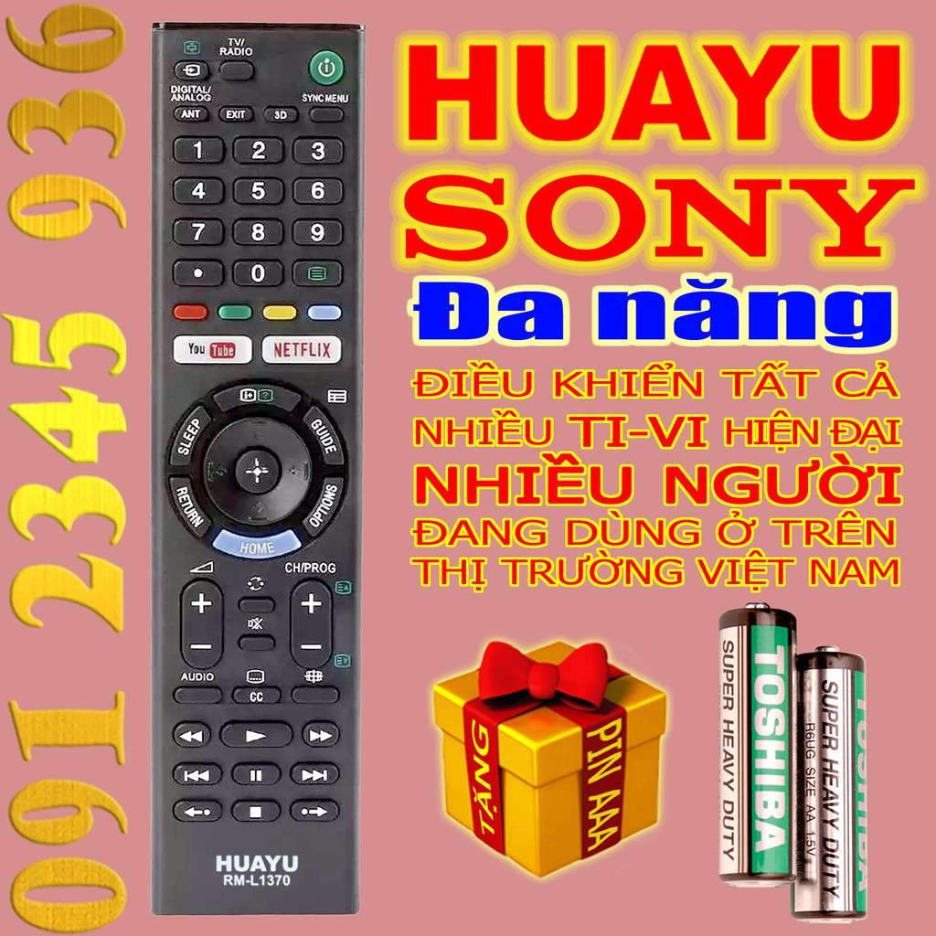 Điều khiển SONY ''ĐA NĂNG'' HUAYU mã số RM-L1370 + RM-TX300P cho Tivi Smart. (Mẫu số 5)