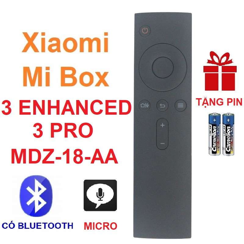 Remote điều khiển Xiaomi Mi box 3 ENHANCED PRO MDZ-18-AA (Micro điều khiển giọng nói - Bluetooth - Tặng pin)