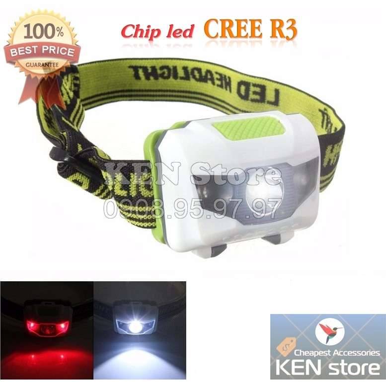 Đèn pin, đèn led siêu sáng đeo trán chip led CREE R3 nhỏ gọn cực sáng