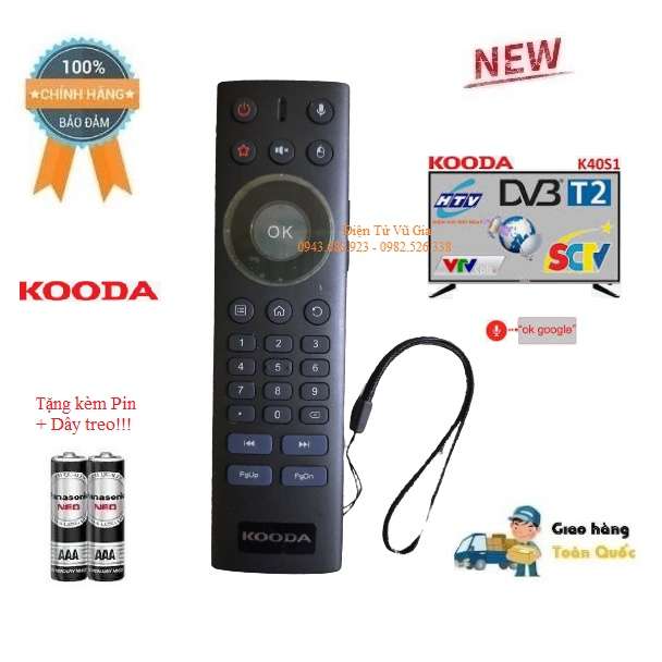 Remote Điều khiển tivi Kooda giọng nói kiêm chuột bay- Hàng chính hãng theo TV mới 100% Tặng kèm Pin + Dây treo