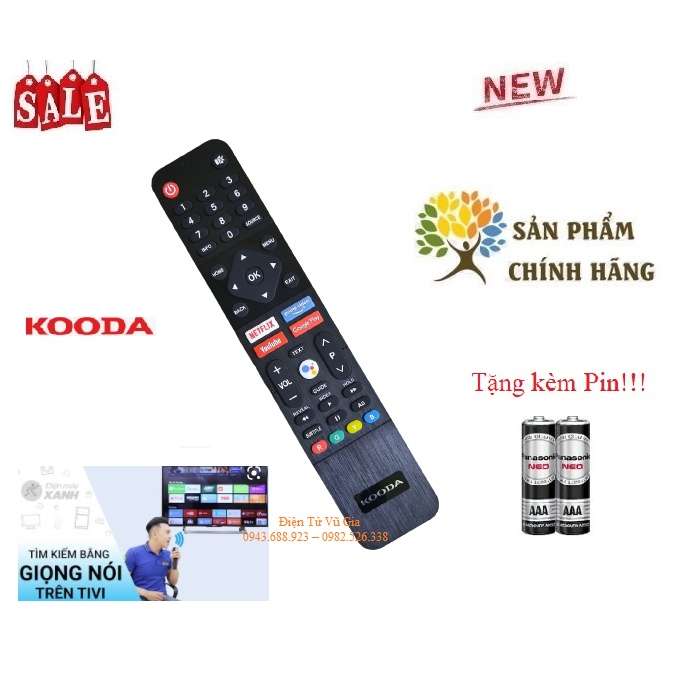 Remote Điều khiển tivi KOODA giọng nói- Hàng chính hãng theo TV mới 100% Tặng kèm Pin