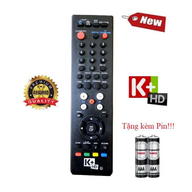 Điều khiển đầu thu K+ HD hàng tốt- Tặng kèm Pin