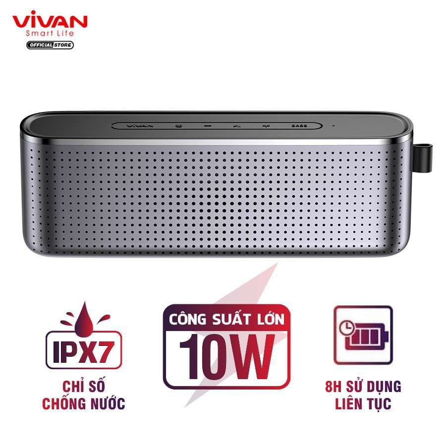 12.12 Hot Deals- Loa Bluetooth 5.0 Super Bass VIVAN VS10 Chống Nước IPX7 Hỗ Trợ Thẻ Micro SD & AUX