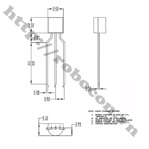 Transitor BC549 C549 NPN 0.1A 30V TO-92