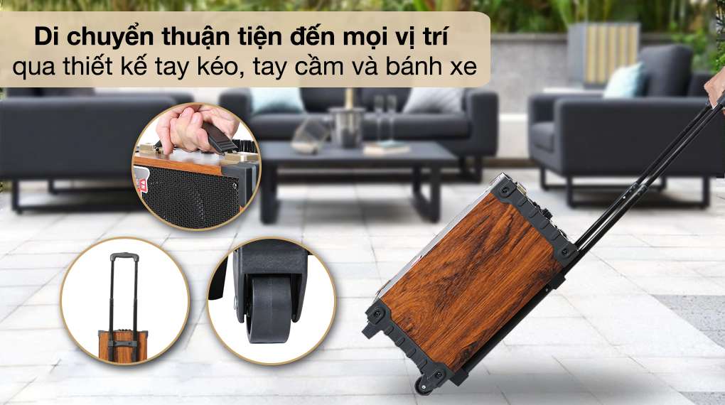 Loa kéo Mobell MK-2120C 30W - Thiết kế có bánh xe, tay kéo, tay cầm