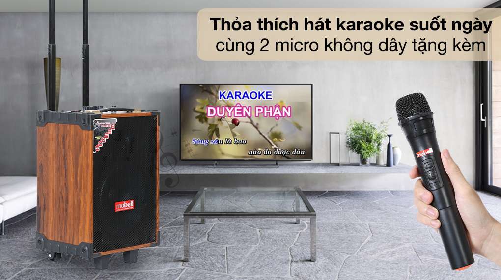 Loa kéo Mobell MK-2120C 30W - Hát karaoke luyện giọng cả ngày với 2 micro tặng kèm