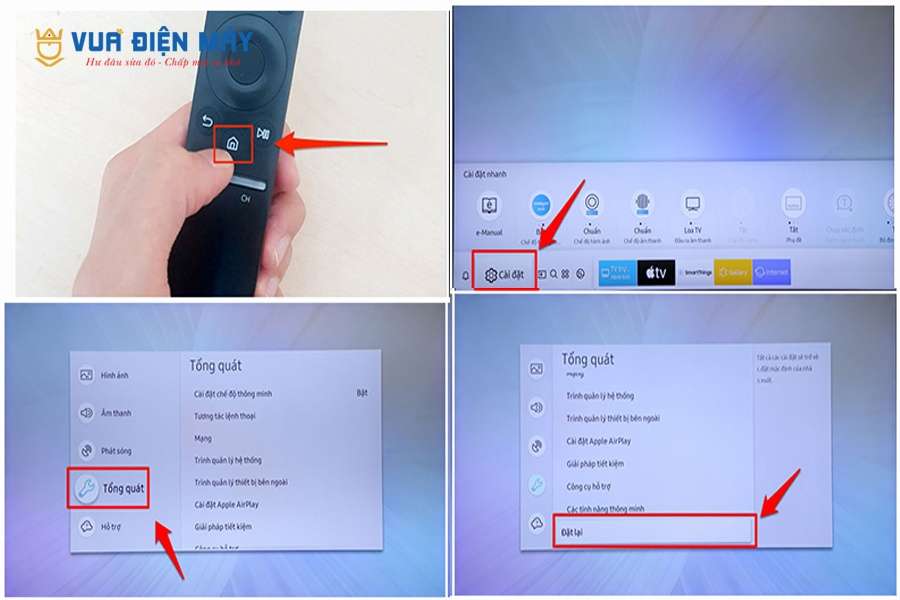 khôi phục cài đặt gốc smart tivi samsung