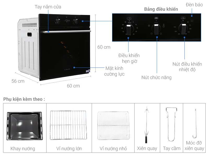 Lò nướng âm Malloca EB-56RG-5C11 56 lí