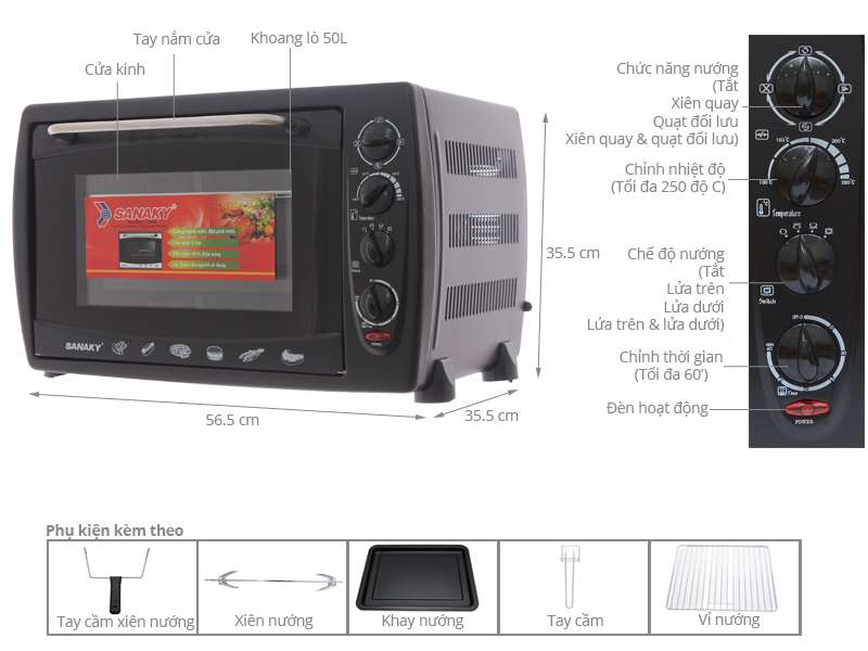 Lò nướng Sanaky VH509S 50 lít