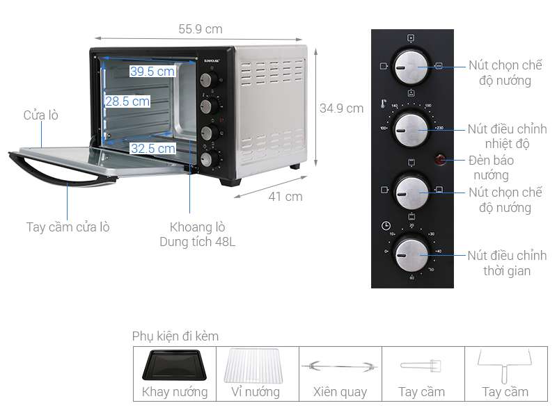 Lò nướng điện Sunhouse SHD4248S 48