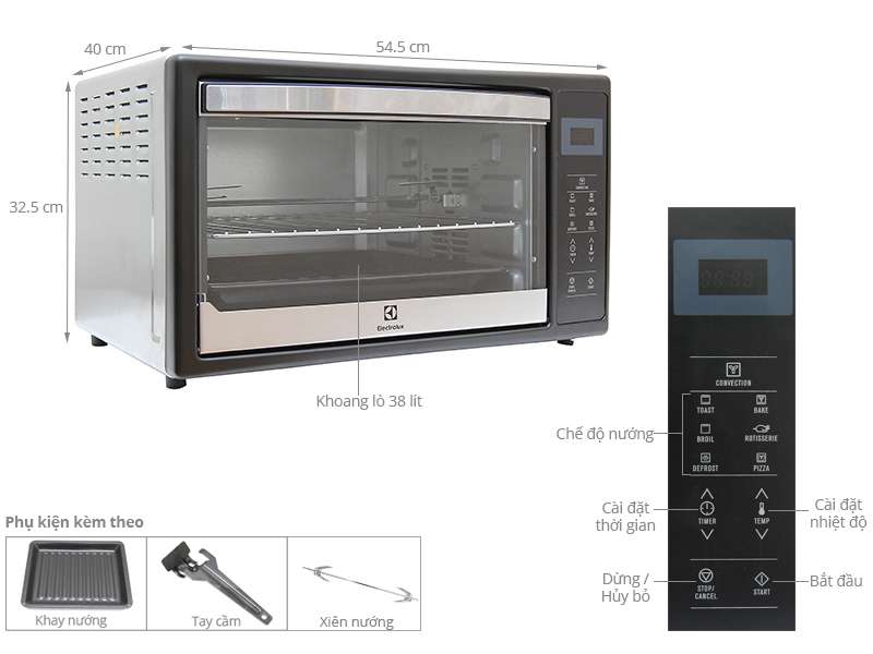 Lò nướng Electrolux EOT38DXB 38 lít