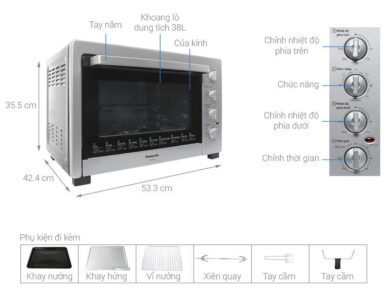 Lò nướng Panasonic NB-H3800SRA 38 lít