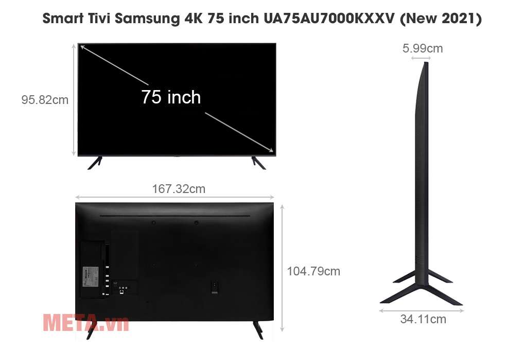 Smart Tivi Samsung 4K 75 inch UA75AU7000KXXV (New 2021)