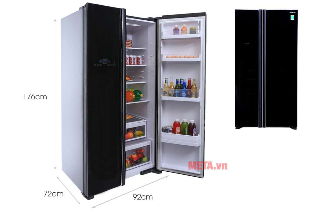 Kích thước tủ lạnh SBS Hitachi R-FS800PGV2 (GBK) 605 lít