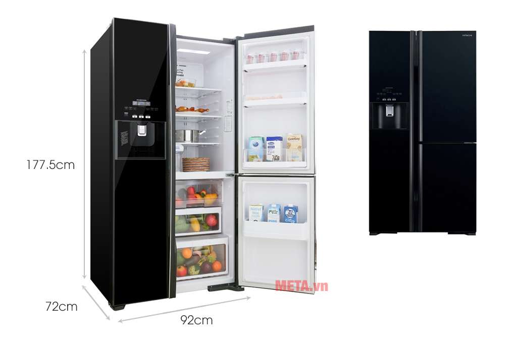 Kích thước tủ lạnh inverter Hitachi R-FM800GPGV2(GBK) 584 lít