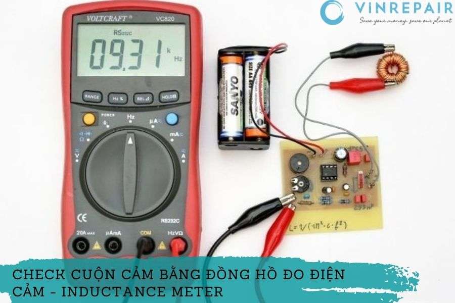 check cuộn cảm trên bo mạch bằng đồng hồ đo điện cảm