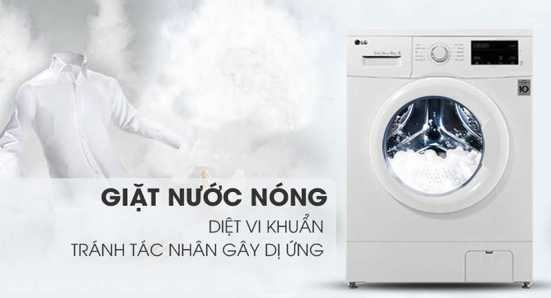 Máy giặt LG Inverter 8 kg FM1208N6W-Diệt khuẩn tối ưu nhờ công nghệ giặt nước nóng