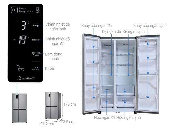 Tủ lạnh LG Side by side GR-B247JS (626L)