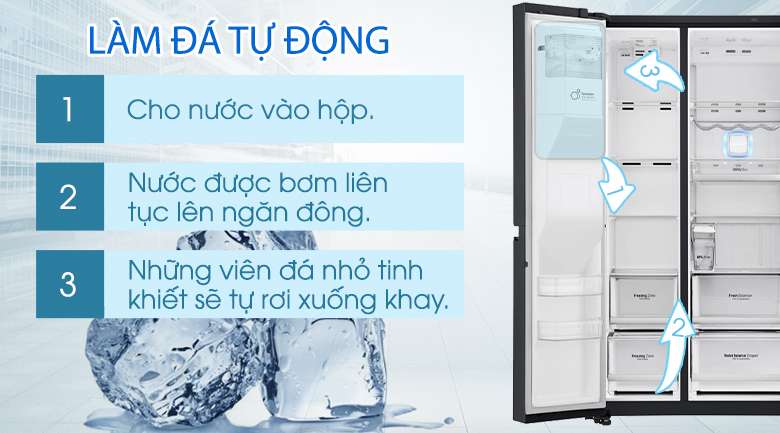 Chức năng tự động làm đá tiện dụng - Tủ lạnh LG Inverter InstaView Door-in-Door 601 lít GR-X247MC