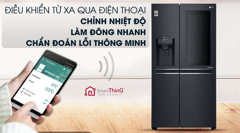 Tích hợp chức năng điều khiển bằng điện thoại qua WIFI - Smart ThinQ™ - Tủ lạnh LG Inverter InstaView Door-in-Door 601 lít GR-X247MC
