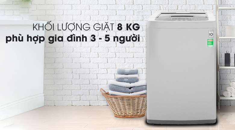 Máy giặt LG Inverter 8 kg T2108VSPM2 - Khối lượng giặt 8 kg, phù hợp gia đình 3 - 5 người