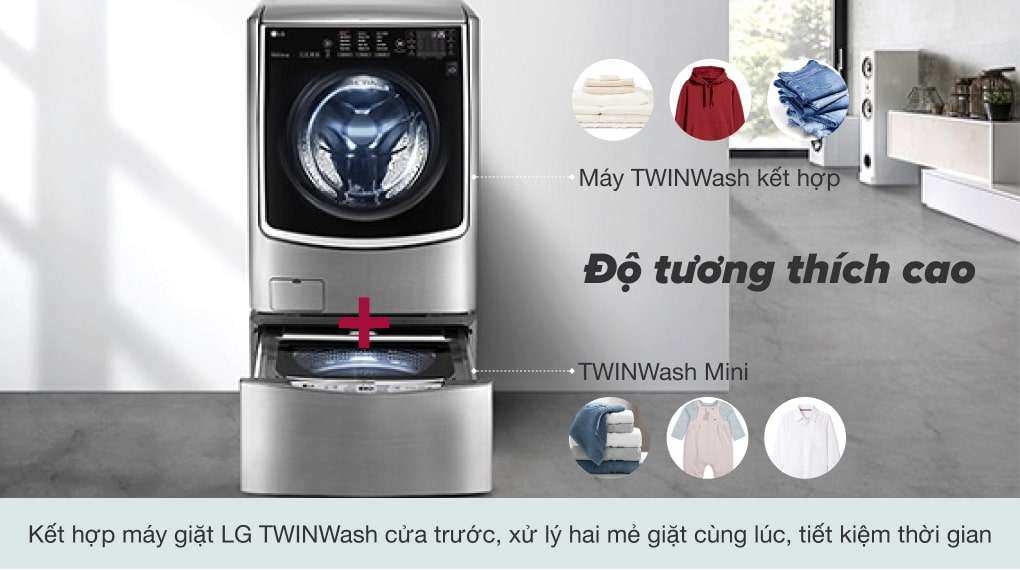 Máy giặt Mini LG 3.5 kg T2735NWLV - Dễ dàng kết hợp với nhiều loại máy giặt cửa trước LG
