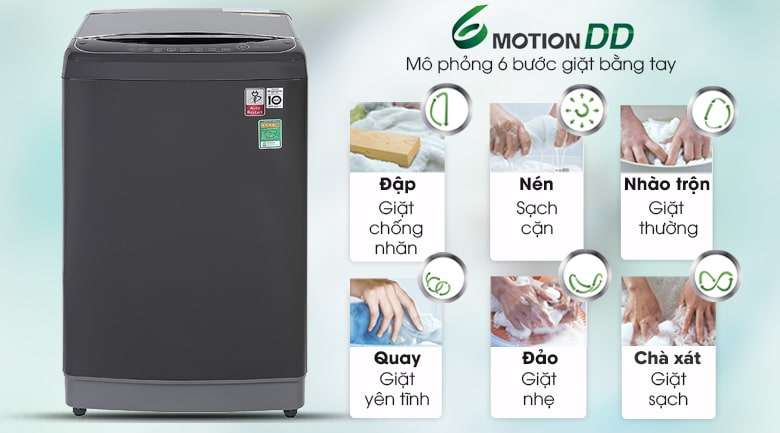 Máy giặt LG TH2111DSAB chăm sóc quần áo với công nghệ 6 motion DD