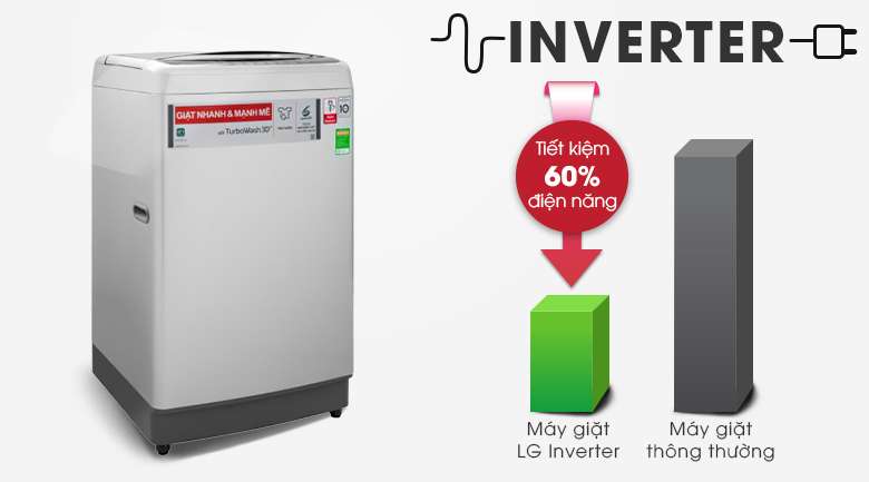 Công nghệ Inverter tiết kiệm điện, vận hành ổn định - Máy giặt LG Inverter 12 kg TH2112SSAV