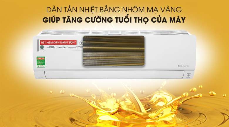 Máy lạnh LG Inverter 2 HP V18API1 - Dàn tản nhiệt bằng nhôm mạ vàng