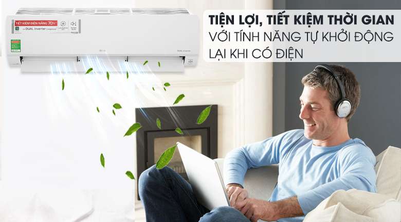 Máy lạnh LG Inverter 2 HP V18API1  - Khởi động lại khi có điện