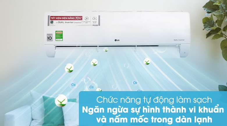 Máy lạnh LG Inverter 2 HP V18ENF -Chức năng tự động làm sạch 