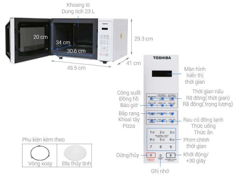 Lò vi sóng Electrolux 20 lít EMM20K18GWI với chiều ngang chưa tới nửa mét, dễ đặt trên bàn hay tủ bếp