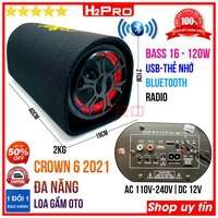 Loa bluetooth Crown 6 2021 H2PRO bass 16-120W đa năng USB-Thẻ nhớ-radio (1 loa), loa gầm ô tô cao cấp nghe nhạc hay điện 220V-110V-12V - H2LO320