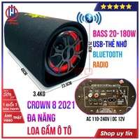 Loa bluetooth Crown 8 2021 H2PRO bass 20-180W đa năng USB-Thẻ nhớ-radio (1 loa), loa gầm ô tô cao cấp nghe nhạc hay điện 220V-110V-12V - H2LO322