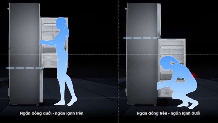 Tủ lạnh ngăn đá dưới tránh tình trạng đau lưng