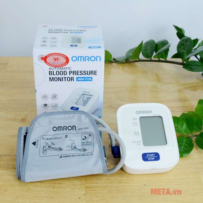 Bộ sản phẩm máy đo huyết áp bắp tay Omron Hem 7120 