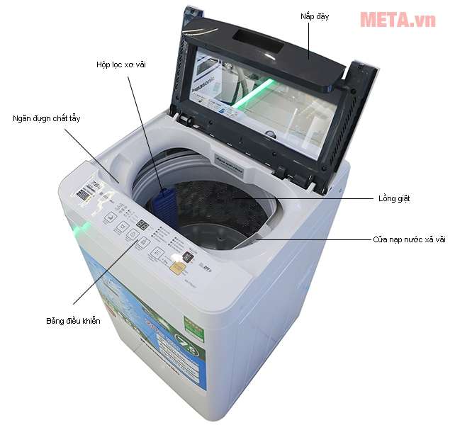 Cấu tạo của máy giặt cửa trên 7kg Panasonic NAF70VG7HRV.
