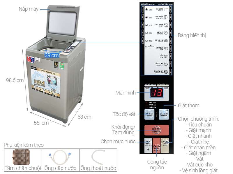 Máy giặt AQUA 8kg AQW-S80KT – Điện Máy XANH